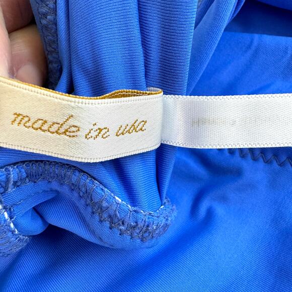 Helen Jon Women's Twist Bandeau One Piece Ruched Swimsuit Blue Size Sample XS - Picture 5 of 14